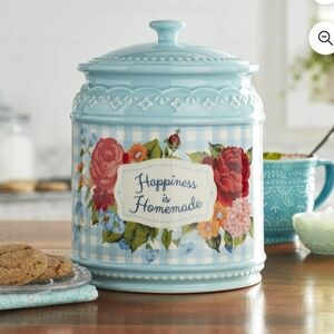 Pioneer Woman Vintage Charm Floral Gingham Pattern Cookie Jar